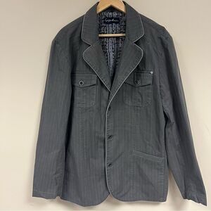 Spykar grey striped jean blazer/jacket Size XL